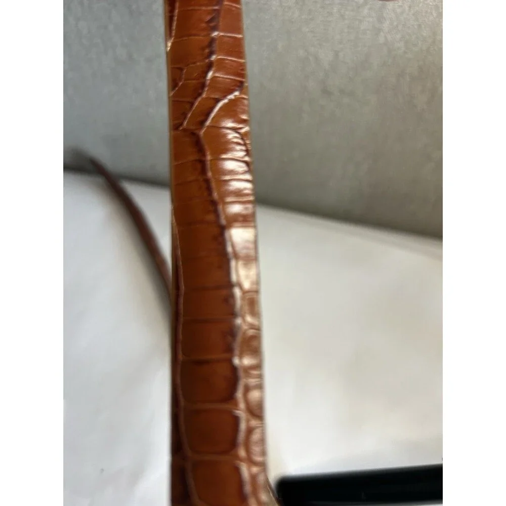 Talbots Brown Crocodile Style Embossed Belt with Silver Buckle. Size M
